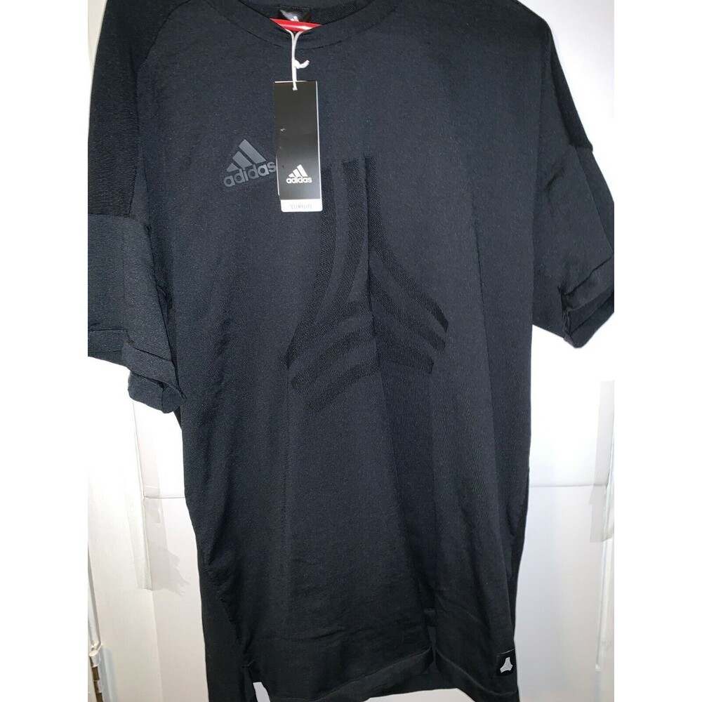 Men's Adidas Black Climalite Knit Running Fitness Short Sleeve T Shirt Size L